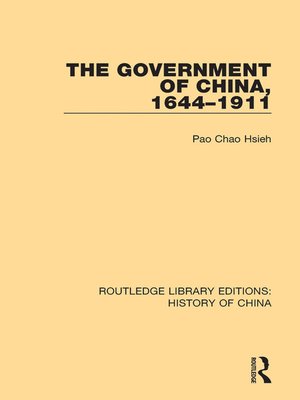 cover image of The Government of China, 1644-1911